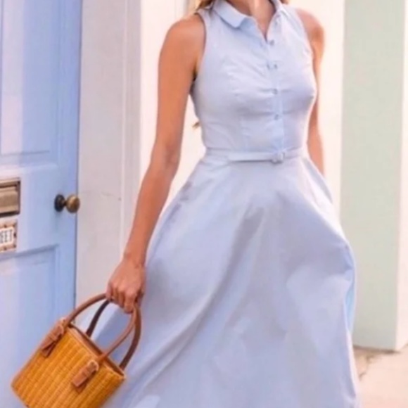 Gal Meets Glam Dresses & Skirts - Gal Meets Glam Rose Poplin Light Blue Dress; Size 00